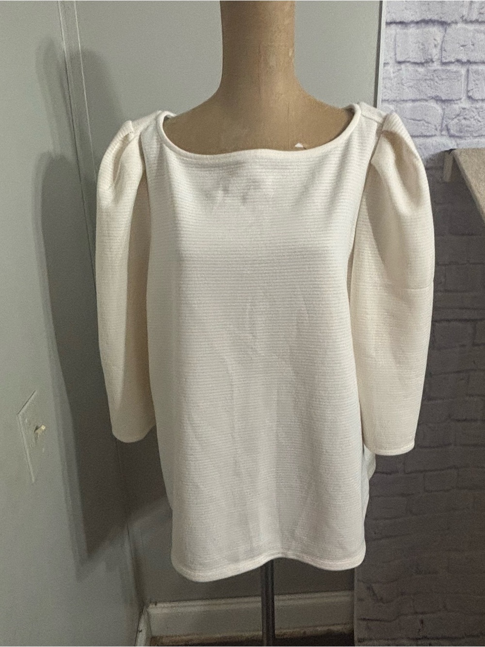 Worthington Cream Puff-Shoulder Scoop Neck Sweater